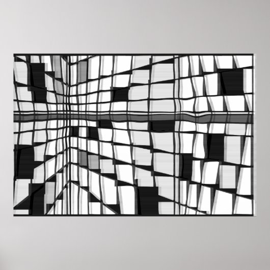 モンドリアンシティ7ウェーブ (白黒) ポスター (正面)