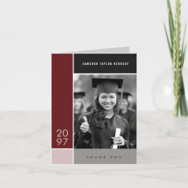 モンドリアンシンプルカラーブロック卒業写真 サンキューカード