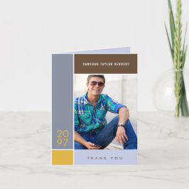 モンドリアンシンプルカラーブロック卒業写真 サンキューカード