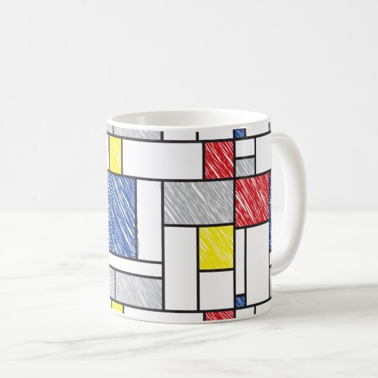 モンドリアンスクライブズミニマリストデスティールモダンアート コーヒーマグカップ (正面右)