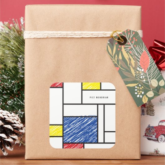 モンドリアンスクライブズミニマリストデスティールモダンアート スクエアシール (クリスマス)