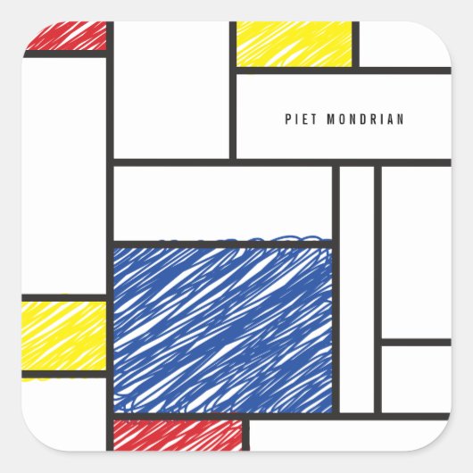 モンドリアンスクライブズミニマリストデスティールモダンアート スクエアシール (正面)