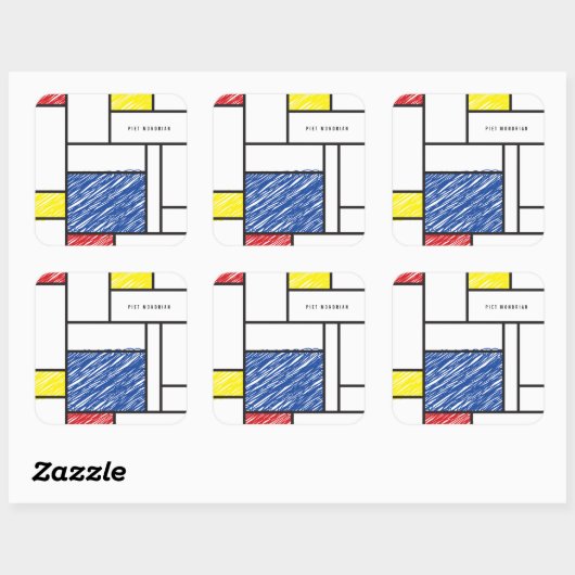 モンドリアンスクライブズミニマリストデスティールモダンアート スクエアシール (シート)