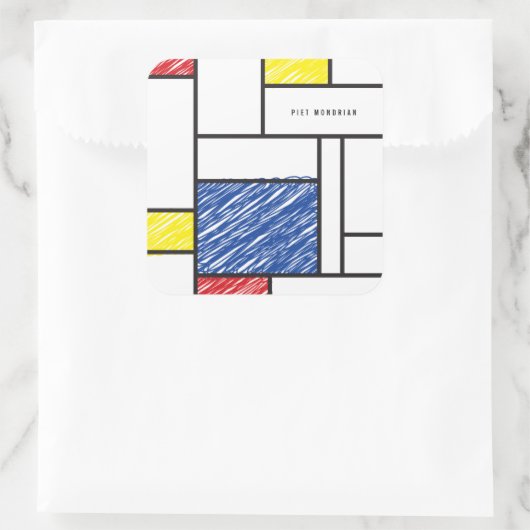 モンドリアンスクライブズミニマリストデスティールモダンアート スクエアシール (バッグ)