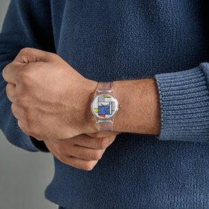 モンドリアンスクライブズミニマリストデスティールモダンアート 腕時計