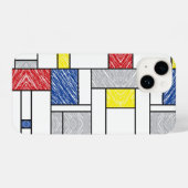 モンドリアンスクライブズミニマリストデスティールモダンアート iPhone 15ケース (裏面横)