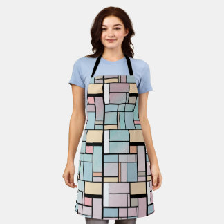モンドリアンスタイルアート – モンドリアンパステルカラー エプロン