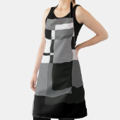 モンドリアンスタイルグレイ抽象芸術幾何モダンシック エプロン (インサイチュ)