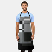 モンドリアンスタイルグレイ抽象芸術幾何モダンシック エプロン (着用した状態)