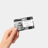 モンドリアンスタイルグレイ抽象芸術幾何モダンシック バッジ (手持ち)