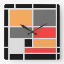 モンドリアンスタイルデザインオレンジレッドブラックグレー