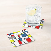 モンドリアンスタイルデザイン スクエアペーパーコースター (インサイチュ)