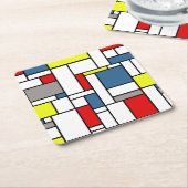 モンドリアンスタイルデザイン スクエアペーパーコースター (アングル)