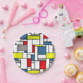 モンドリアンスタイルデザイン ペーパープレート (パーティー)