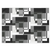 モンドリアンスタイルパターン白黒グレージオメトリック テーブルクロス (正面(横))