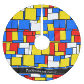 モンドリアンスタイルレッドブルーイエローブラックネームモノグラム ブラッシュドポリエステルツリースカート (正面)