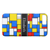 モンドリアンスタイルレッドブルーイエローブラックネームモノグラム Case-Mate iPhoneケース (裏面(横))