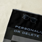 モンドリアンスタイル抽象芸術パタモダンーンブラックネイビー ビーチタオル (インサイチュ)