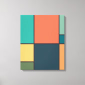 モンドリアンスタイル抽象芸術幾何学的アートレトロトーン キャンバスプリント (正面)