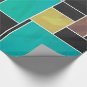 モンドリアンティール(緑がかった色)ブラウンブラックプリント ラッピングペーパー (角)