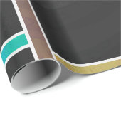 モンドリアンティール(緑がかった色)ブラウンブラックプリント ラッピングペーパー (ロールコーナー)