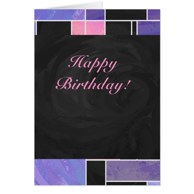 モンドリアンパープルピンクブラックプリント (正面)