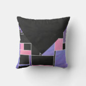 モンドリアンパープルピンクブラックプリント クッション (裏面)