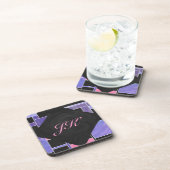 モンドリアンパープルピンクブラックプリント コースター (右側)