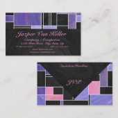 モンドリアンパープルピンクブラックプリント 名刺 (正面/裏面)