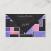 モンドリアンパープルピンクブラックプリント 名刺 (裏面)