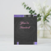 モンドリアンパープルピンクブラックプリント 招待状 (スタンド正面)