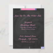 モンドリアンパープルピンクブラックプリント 招待状 (裏面)