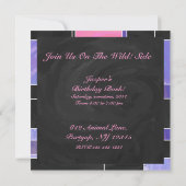 モンドリアンパープルピンクブラックプリント 招待状 (裏面)