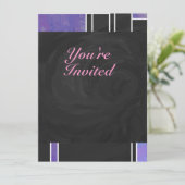 モンドリアンパープルピンクブラックプリント 招待状 (スタンド正面)