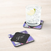 モンドリアンピンクパープルホワイトプリント コースター (右側)