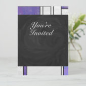 モンドリアンピンクパープルホワイトプリント 招待状 (スタンド正面)