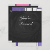 モンドリアンピンクパープルホワイトプリント 招待状 (正面/裏面)