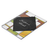 モンドリアンブラウンイエローグリーンプリント ノートブック (左側)