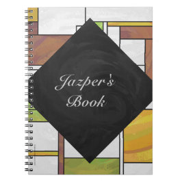 モンドリアンブラウンイエローグリーンプリント ノートブック