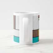 モンドリアンブラウンイエローティール(緑がかった色)プリント ジャンボコーヒーマグカップ (裏面)