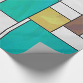 モンドリアンブラウンイエローティール（緑がかった色）プリント ラッピングペーパー (角)