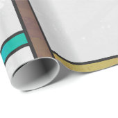 モンドリアンブラウンイエローティール（緑がかった色）プリント ラッピングペーパー (ロールコーナー)