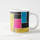 モンドリアンブルーピンクブラックプリント ジャンボコーヒーマグカップ (右)