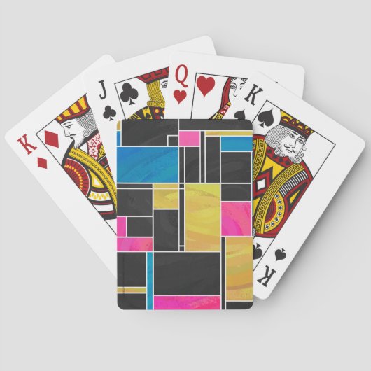 モンドリアンブルーピンクブラックプリント トランプ (裏面)