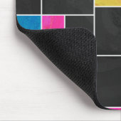 モンドリアンブルーピンクブラックプリント マウスパッド (コーナー)