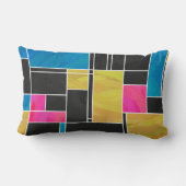 モンドリアンブルーピンクブラックプリント ランバークッション (裏面)