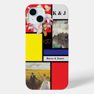 モンドリアンミニマリスト幾何パーソナライズされた写真 iPhone 15 MINIケース