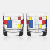 モンドリアンミニマル幾何学デスティールモダンアート ウイスキーグラス (正面)