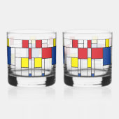 モンドリアンミニマル幾何学デスティールモダンアート ウイスキーグラス (右)