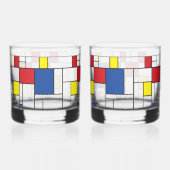 モンドリアンミニマル幾何学デスティールモダンアート ウイスキーグラス (左)